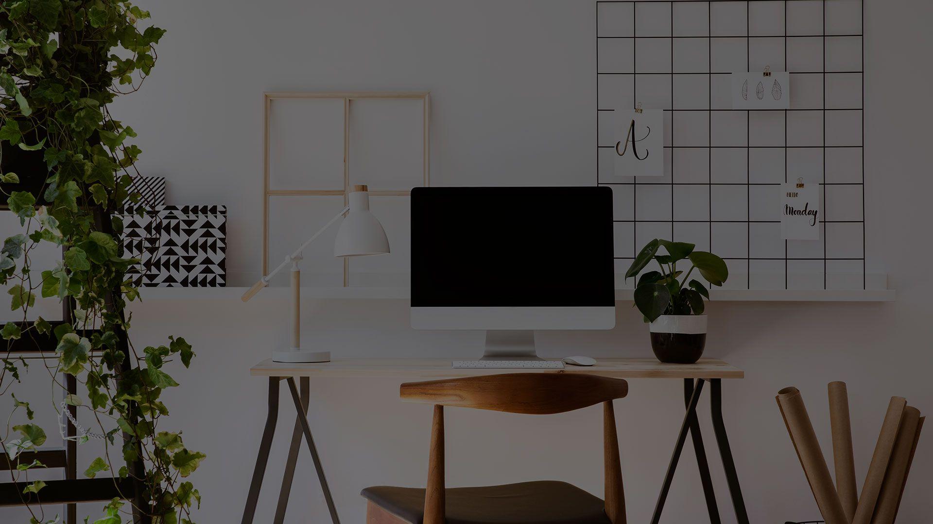 Home workspace, bright and minimalist