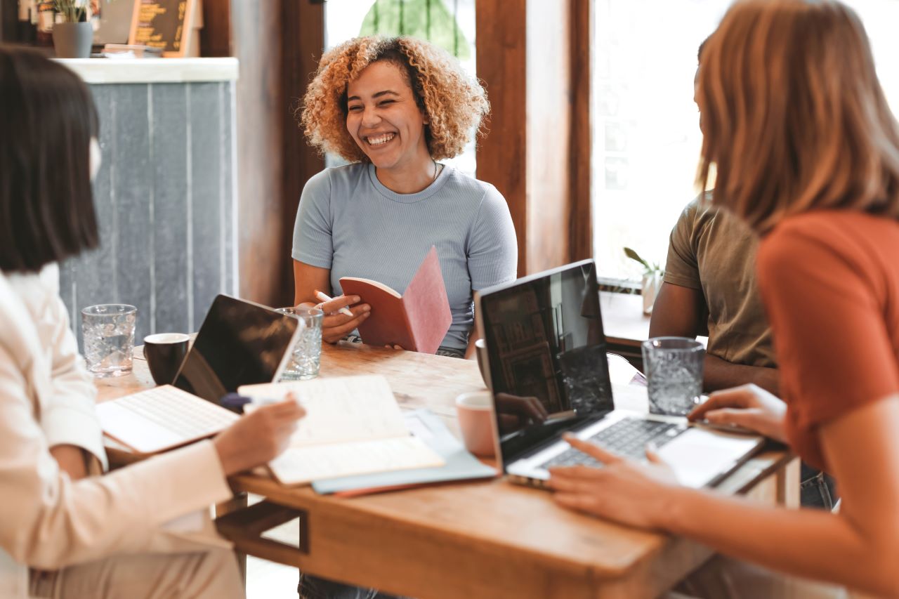 Group of freelancers working together