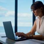 Freelancer working online in office