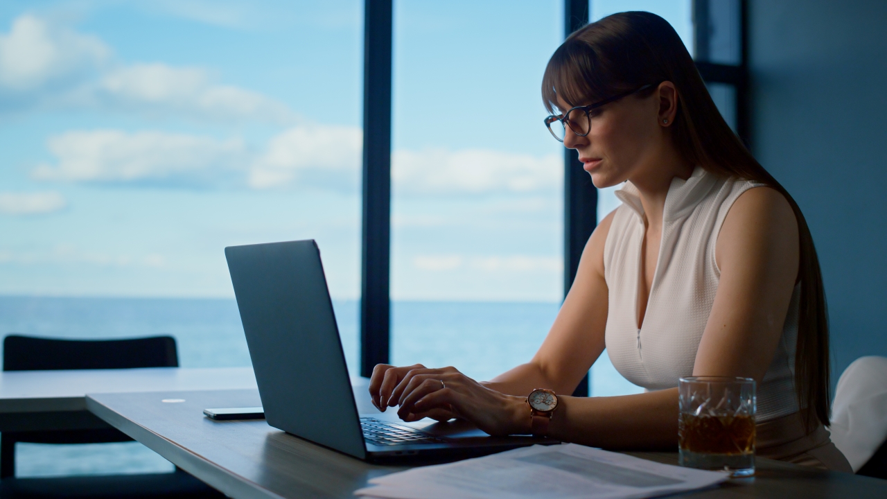 Freelancer working online in office